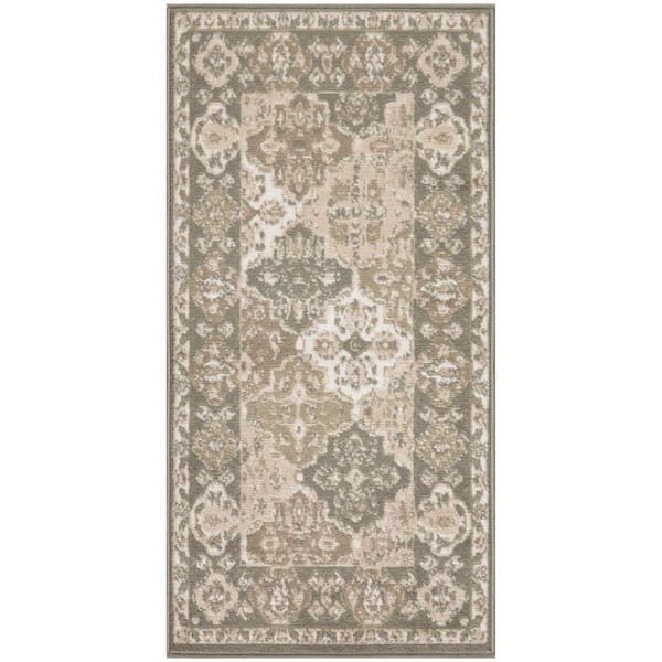 Nourison Grafix Green doormat 2 ft. x 4 ft. Center medallion Traditional Area Rug