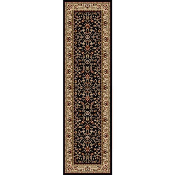 RADICI USA Como Black 2 ft. x 7 ft. Traditional Oriental Scroll Area Rug