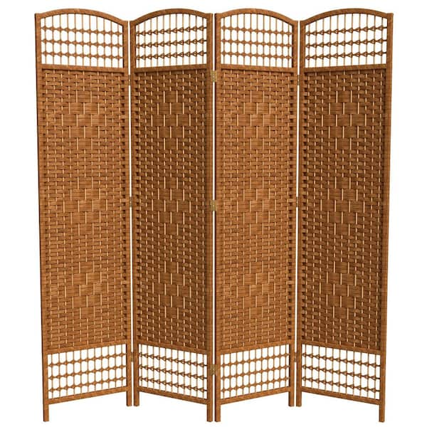 Oriental Furniture 5.5 ft. Dark Beige 4-Panel Room Divider