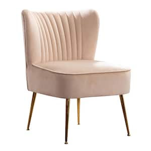 Trinity 22 in. Tan Velvet Channel Tufted Accent Side Chair