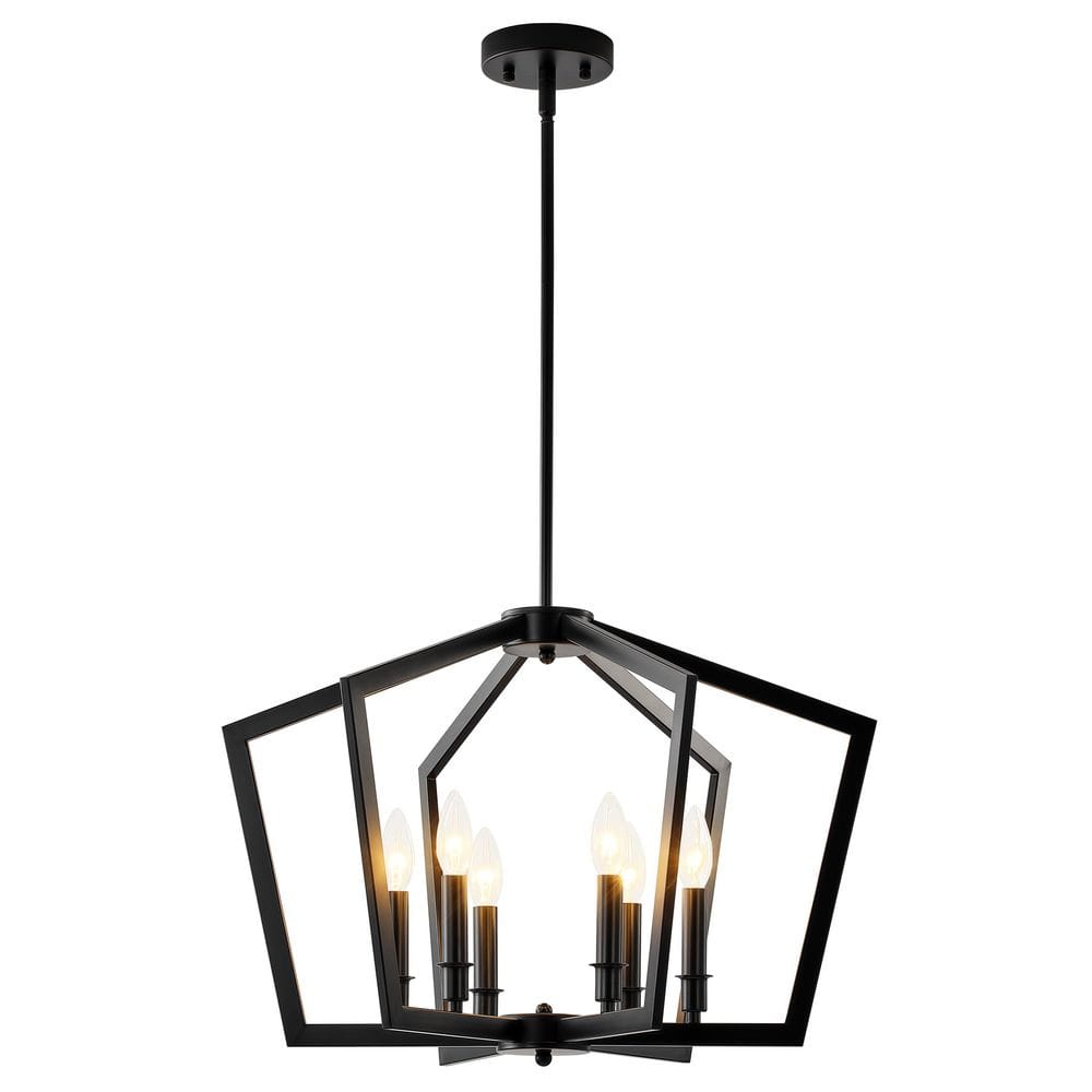 6-Light Matte Black Chandelier, Modern Farmhouse Pendant Light Open Frame Design for Dining Room Kitchen Island Foyer price history on PriceWatchPro