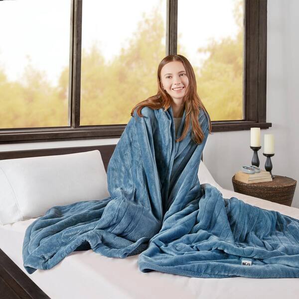 Reviews for Beautyrest 62 in. x 84 in. Heated Microlight to Berber Blue Twin  Blanket | Pg 1 - The Home Depot