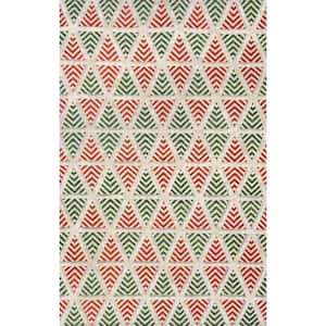 Raleigh High-Low Holiday Geometric Red 5 ft. x 8 ft. Area Rug
