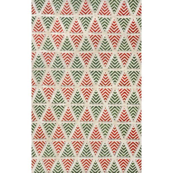 nuLOOM Raleigh HighLow Holiday Geometric Red 5 ft. x 8 ft. Area Rug