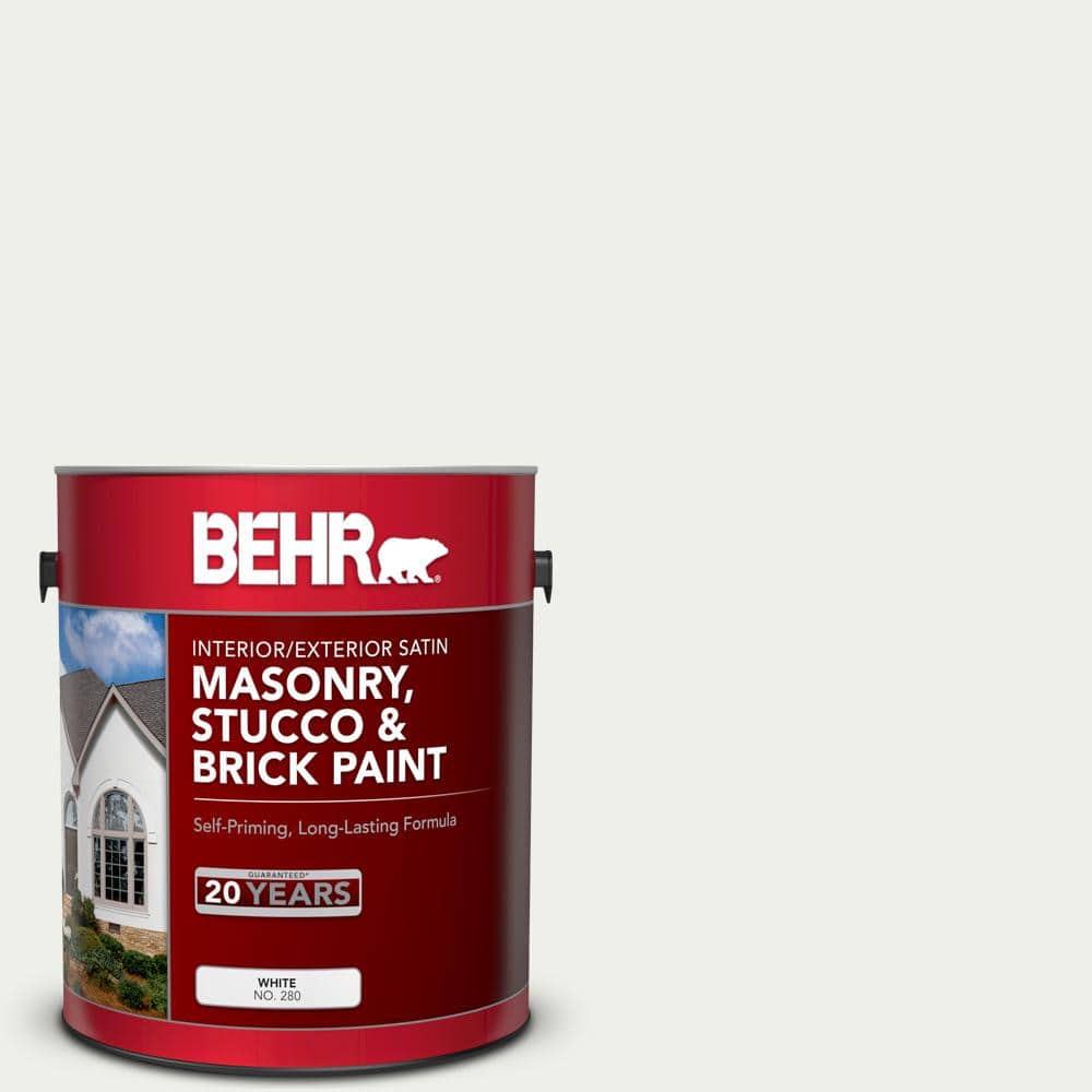 1 gal. #MS-39 Crystal White Satin Interior/Exterior Masonry, Stucco and Bri