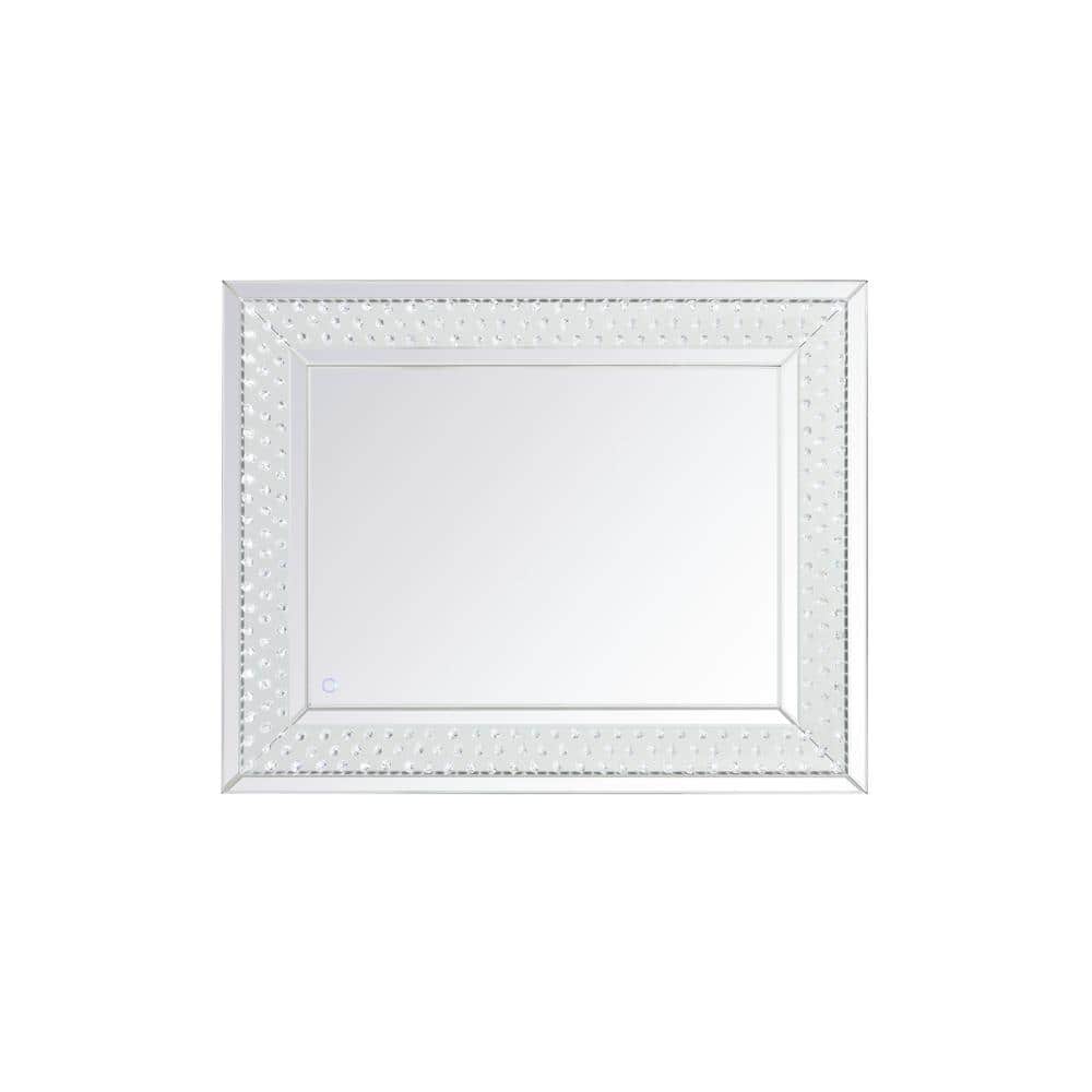 Timeless Home 32 in. W x 40 in. H Contemporary Rectangular Iron Framed LED 