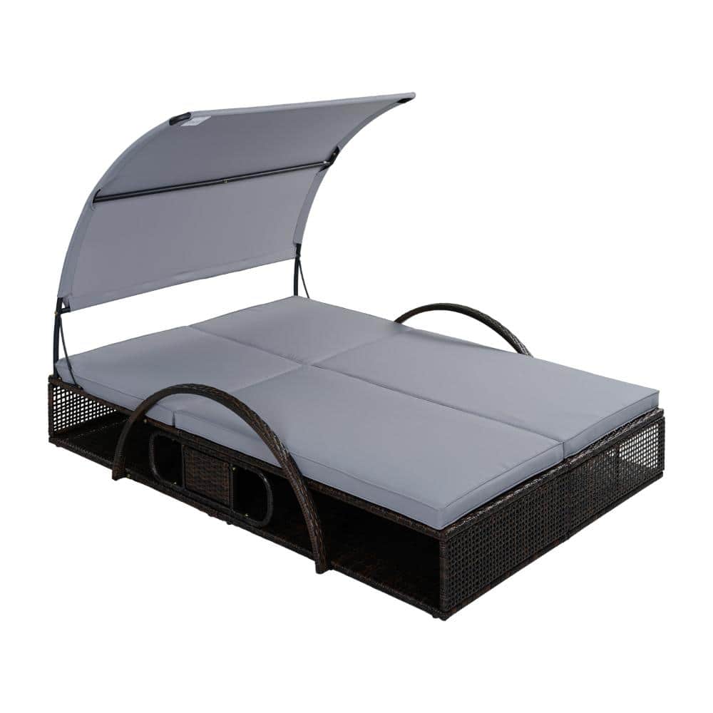 72.83 in Black HDPE Outdoor  Lounge Chair with Gray Cushion for Patios price history on PriceWatchPro