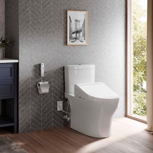 Aquia IV Cube 12 in. Rough In 2-Piece 0.9/1.28 GPF Dual Flush Elongated Toilet in Cotton White with S500E Bidet Seat