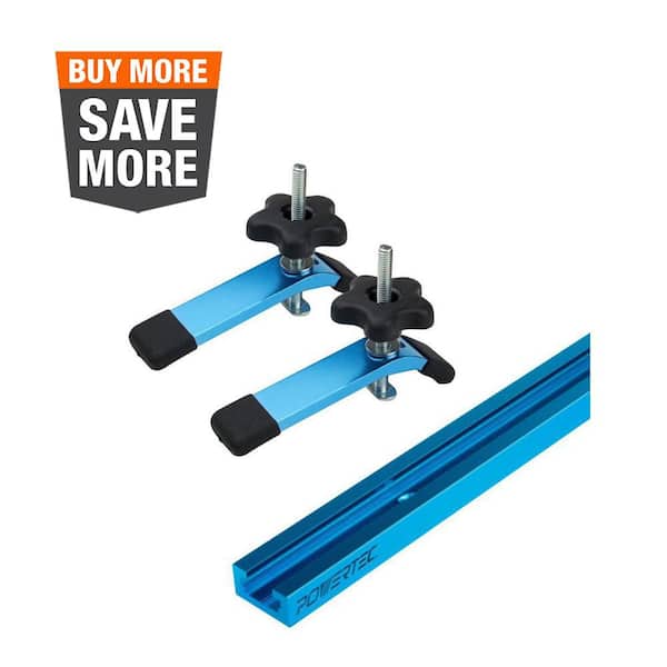48 in. Universal T-Track with 2-Hold-Down Clamps for Woodworking
