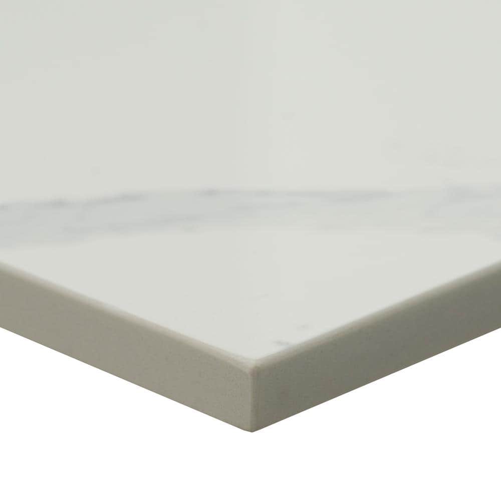 61 in. White Marble Bathroom Vanity Top with Single Sink