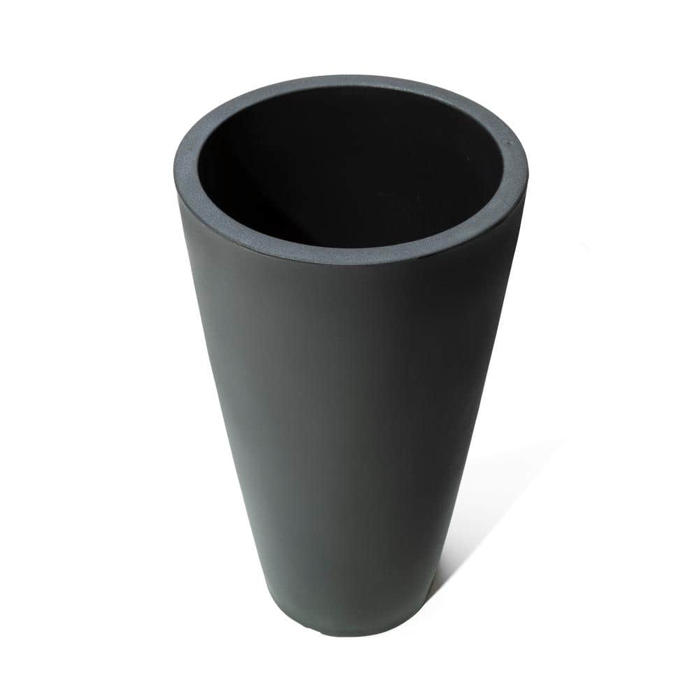 Tall Onyx Black Resin Round Indoor/Outdoor Planter