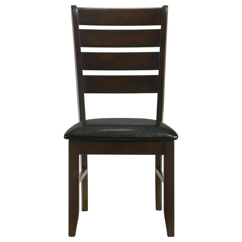 Espresso Brown Faux Leather Upholstered Ladderback Side Chair