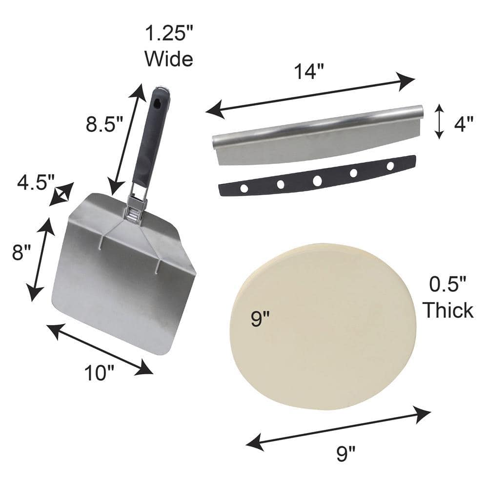 Professional 3-Piece Stainless Steel and Stone Pizza Oven Set