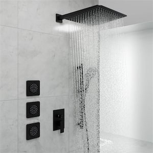 Single Handle 3 -Spray Shower Faucet 2.0 GPM with High Pressure, Body Jets in Matte Black (Valve Included)