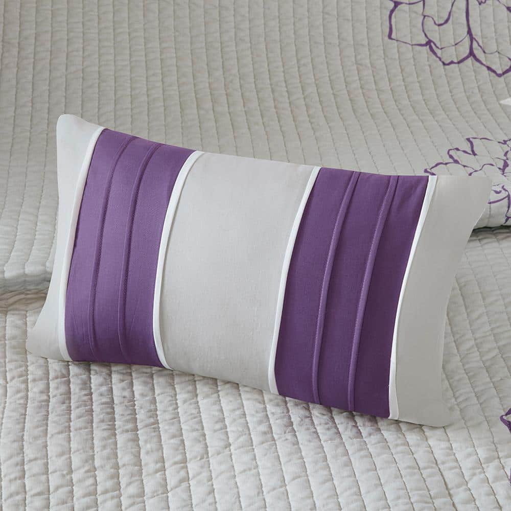 Lola King Gray and Purple Cotton Reversible Quilt Set