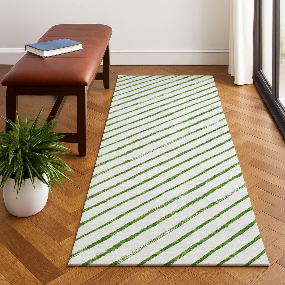 Mayfield Premium Machine Washable Abstract AMF1819 Green 2 ft. 3 in. x 7 ft. 6 in. Runner Rug price history on PriceWatchPro