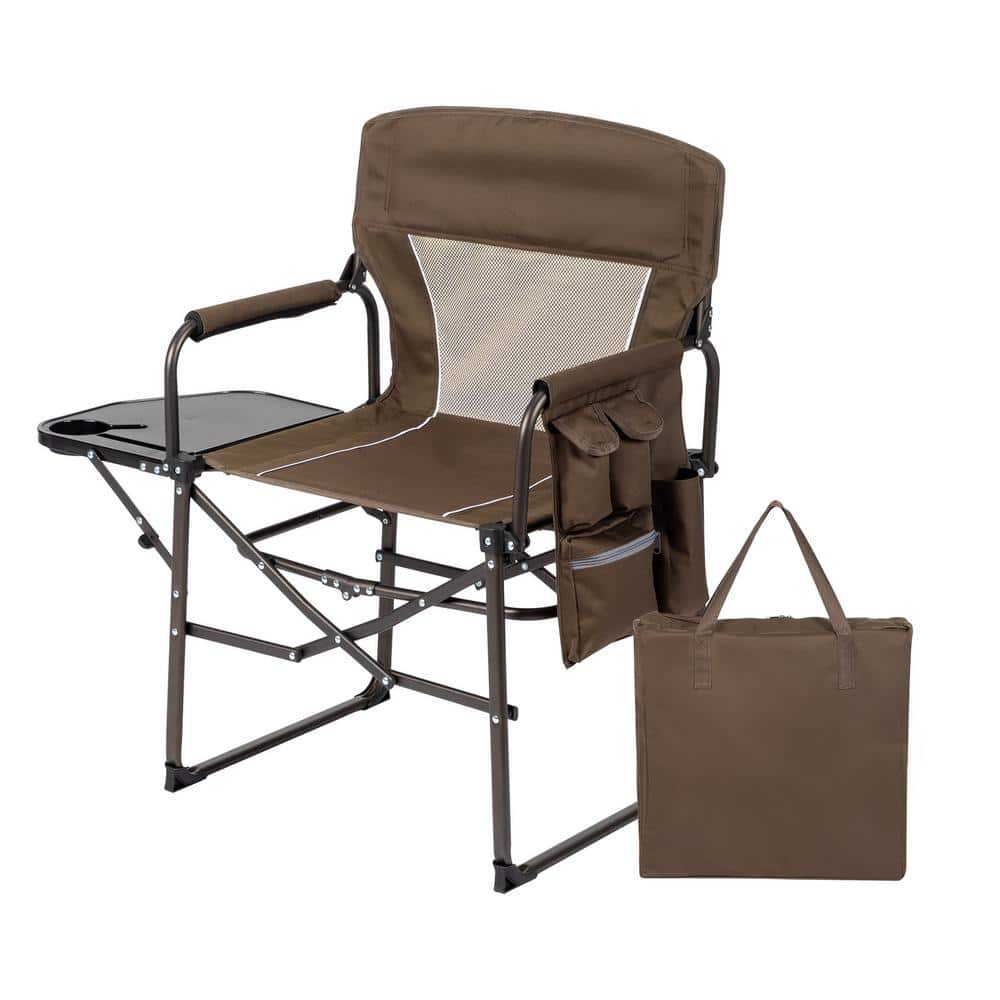 Karl home HeavyDuty Director Chair with Side Table and Storage Pockets