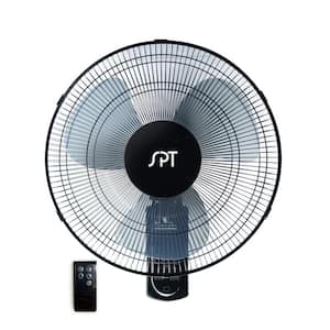 16 in. 3 Fan Speeds Wall Fan in Black with 3 Wind Modes, Timer, Oscillation and Remote Control