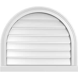 26 in. x 22 in. Round Top Surface Mount PVC Gable Vent: Functional with Brickmould Sill Frame