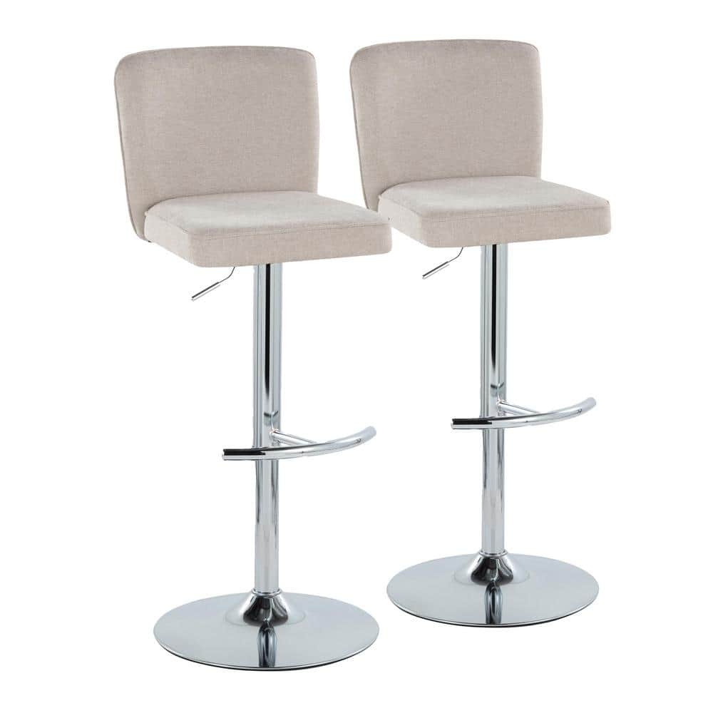 Henry 34 in. Beige Fabric and Chrome Metal Adjustable Barstool (Set of 2) price history on PriceWatchPro
