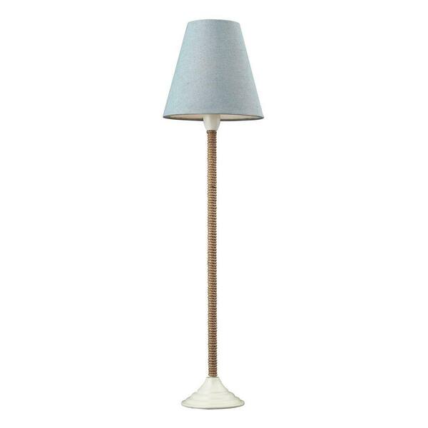 Titan Lighting Natural Rope Wrapped 30 in. White with Blue Linen Shade Buffet Lamp