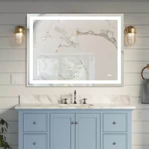 48 in. W x 36 in. H Rectangular Frameless LED Wall Mounted Bathroom Vanity Mirror with Defogger in Silver