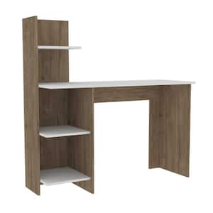 Amelia 47.2 in. Rectangular White - Pine Particle Board Desk with Shelves