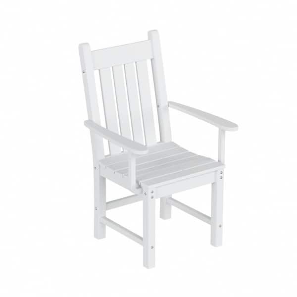 WESTIN OUTDOOR Hayes HDPE Plastic All Weather Outdoor Patio Slat Back Dining Arm Chair in White