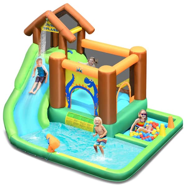 Costway Fabric Inflatable Waterslide Bounce House Climbing Wall without Blower