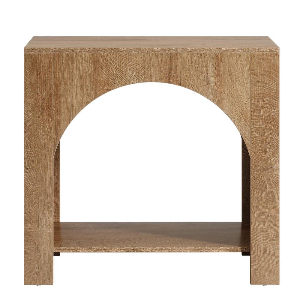 Kerlin 27.56 in. Brown Rectangular Wood End Table with 2 Storage Shelves - thumbnail 8