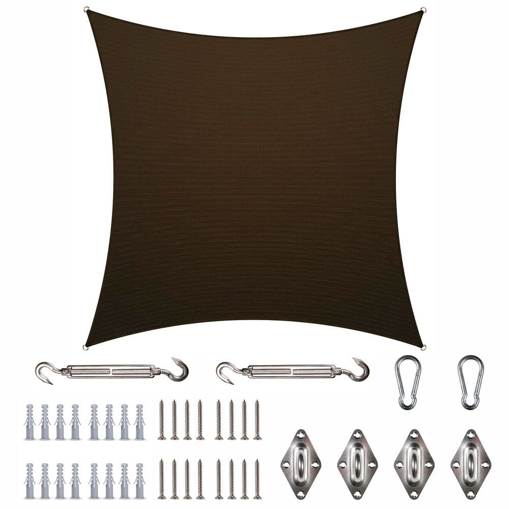 10 ft. x 10 ft. Brown Square Sun Shade Sail Canopy with Hardware Kit price history on PriceWatchPro