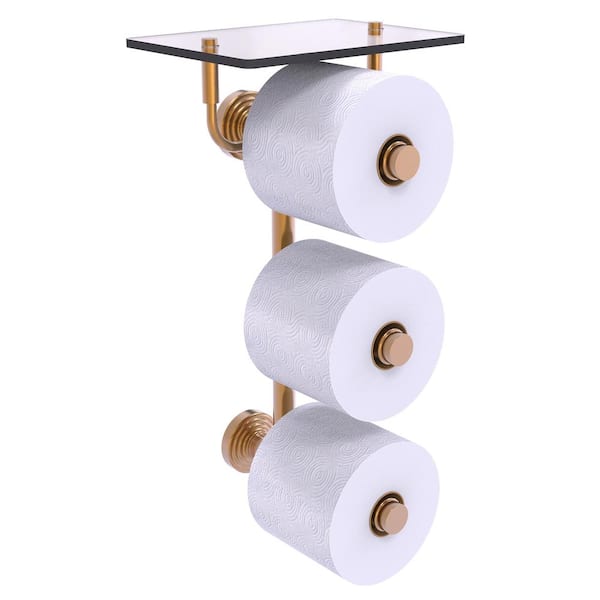 Allied Brass Waverly Place Collection Wall Mounted Toilet Paper Holder in Brushed Bronze with Glass Shelf