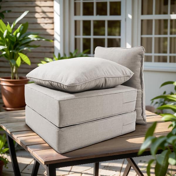 24 in. x 24 in. x 6in. 4-Piece Deep Seating Water & Fade Resistant Outdoor Lounge Chair Replacement Cushion Set in Beige