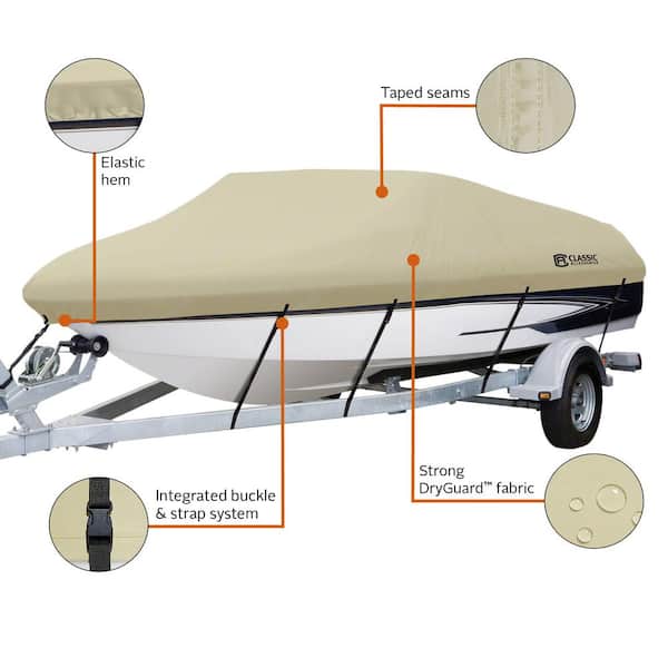 VEVOR Boat Cover 23'-24' Trailerable Waterproof Boat Cover 600D Marine Grade Pu Oxford with Motor Cover and Buckle Straps for V-Hull Tri-Hull Fish