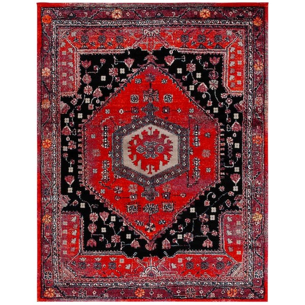 Vintage Hamadan 7 ft. x 9 ft. Red/Black Oriental Area Rug
