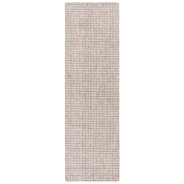 Abstract 2 ft. x 8 ft. Beige/Gray Casual Grid Runner Rug