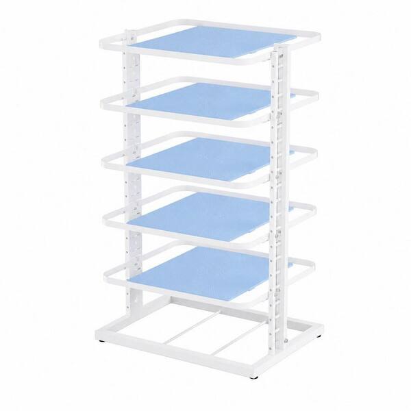 6-Tier White Standing Pot Rack for Pots and Pans Organizer Inside Cabinet, Adjustable 14 to 24.57 in. Holds Up to 12