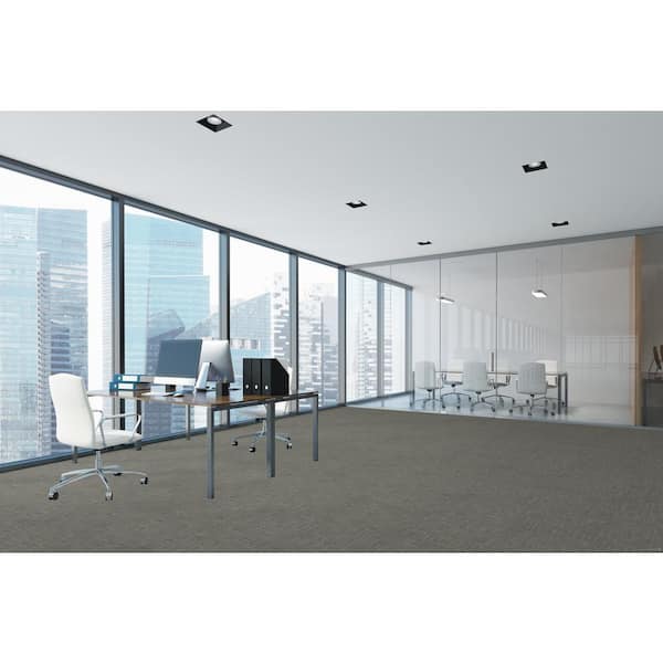 Yates - Driver - Gray Commercial/Residential 24 x 24 in. Glue-Down Carpet Tile Square (72 sq. ft.)
