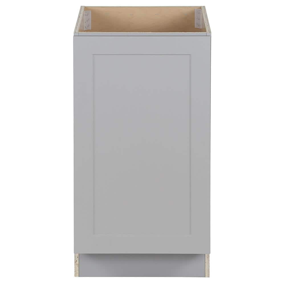 Hampton Bay Cambridge Shaker Assembled 18 in. x 34.5 in. x 24.5 in. Base Cabinet with Pull Out Trash Can in Gray