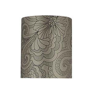 6.5 in. x 7.5 in. Taupe with Black Floral Design Hardback Empire Lamp Shade