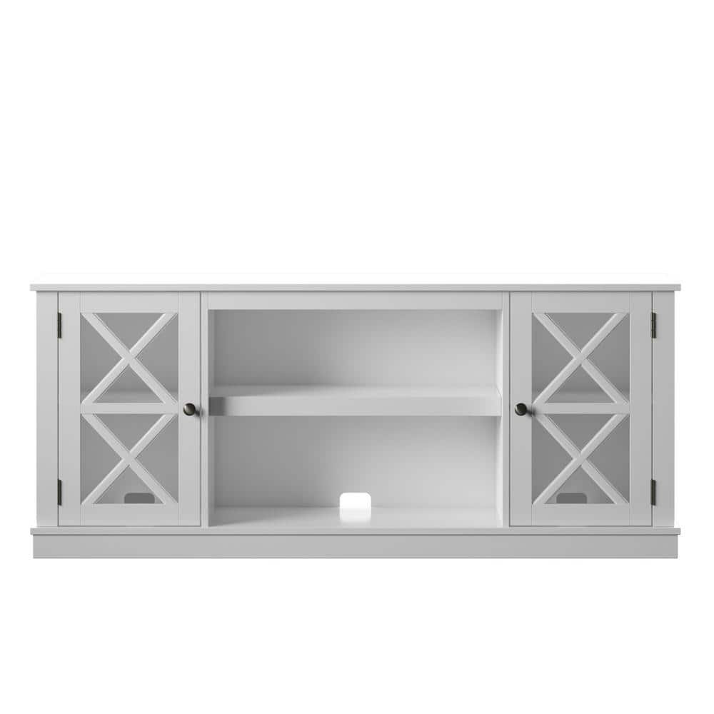 Twin Star Home 60 in. White TV Stand with 2 Shelves fits TV's up to 65 in. with Adjustable Shelf -  TC60-6092-PT85