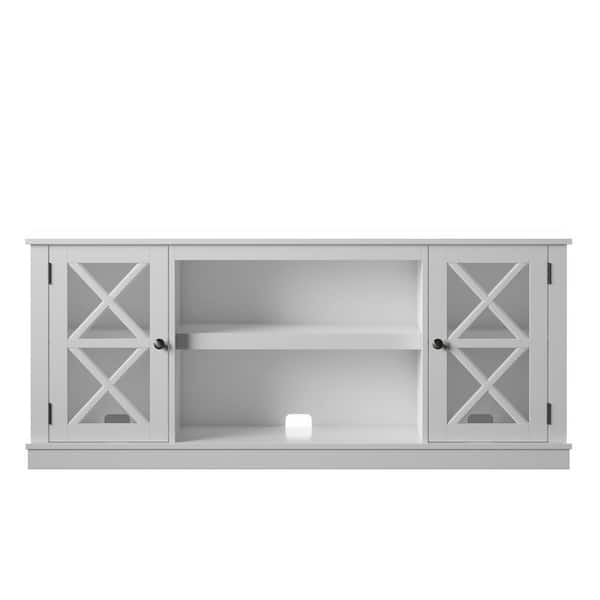 Twin Star Home 60 in. White TV Stand with 2 Shelves fits TV's up to 65 in. with Adjustable Shelf