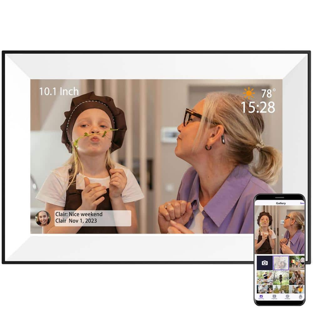 10.1 in. White Wi-Fi Smart Electronic Digital Picture Frame 16 GB IPS Touch Screen App, Auto Rotate, Share Pohto/Video price history on PriceWatchPro