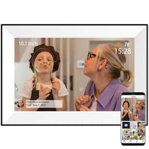 10.1 in. White WiFi Smart Electronic Digital Picture Frame 16 GB IPS Touch Screen w/ App, Auto-Rotate, Share Pohto/Video