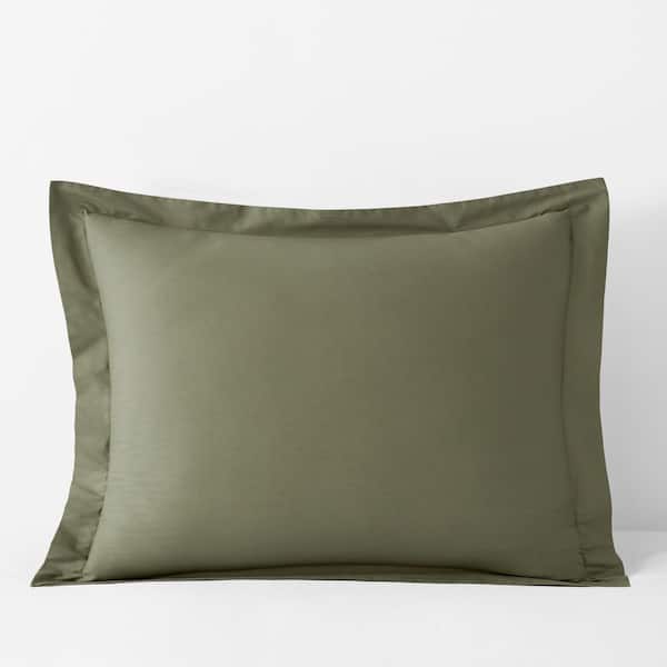 The Company Store Company Cotton Olive Green Cotton Percale Standard Sham