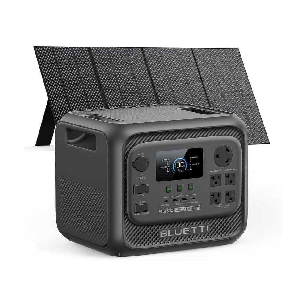 BLUETTI 2400W Output 3014Wh Power Station LiFePO4 Battery Generator with 350W Solar Panel for Home Backup and RVs