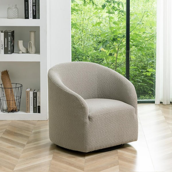 KINWELL Oatmeal Modern Boucle Upholstered Swivel Barrel Armchair BSC103-OAT  - The Home Depot