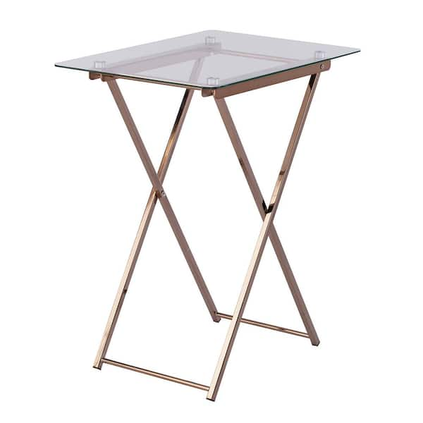 Southern Enterprises Hullerman Champagne Folding Tray Table