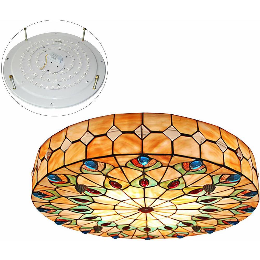 mc.hsh♡ OUKANING 23 in. 1-Light Elegant Retro Indoor Colorful Stained