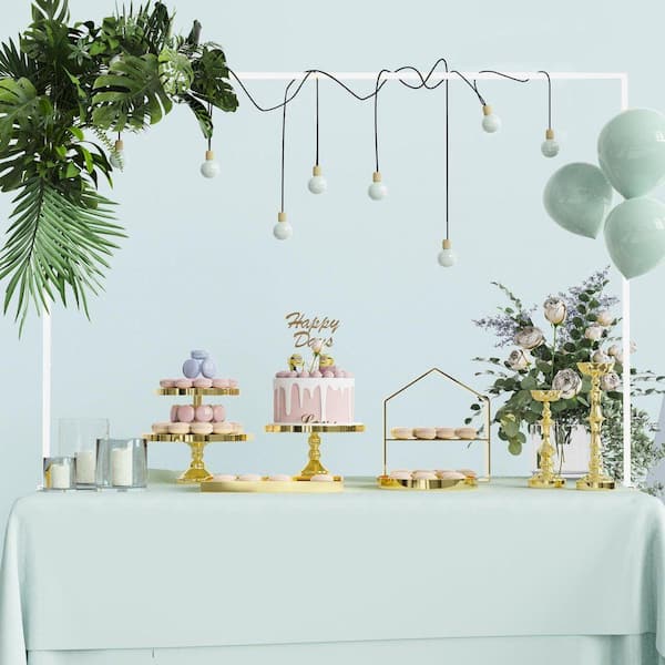29 in. - 98 in. L Table Decorative Stand with Clamps, Table Arch Hanging for Wedding, Birthday and Christmas, White